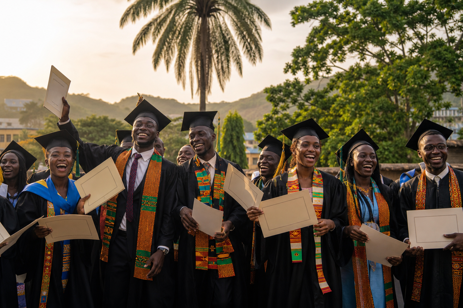 Students celebrating educational achievement